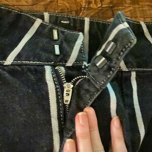 Striped Denim Pants with Zipper